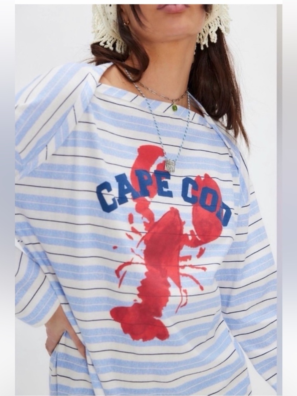 Free People x Ragabond Studio Cape Cod Lobster Graphic Stripe coverup XS - Picture 2 of 13